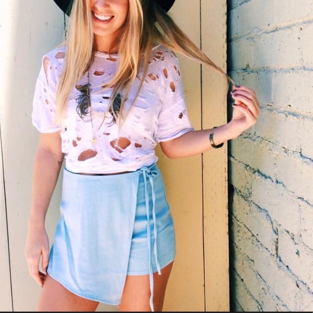 LF wrap chambray skort